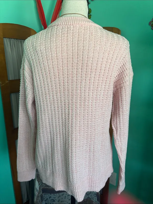 Time and Tru Light Pink Ribbed Crewneck Sweater - Image 7