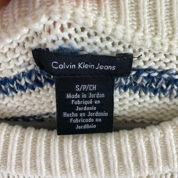 Calvin‎ Klein Jeans Striped Round Neck Long Sleeve Chunky Knit Sweater Size S - Image 4