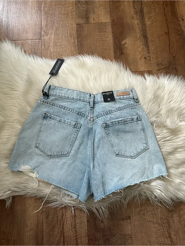 BLANK NYC Rhinestone Shorts In Denim Light - Image 5