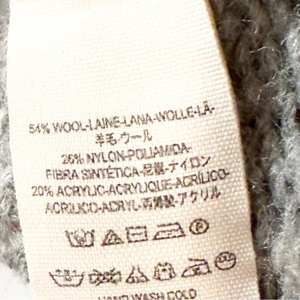 Free People Fairisle Split‎ Neck Wool Blend Sweater Gray Ivory Size Medium - Image 6