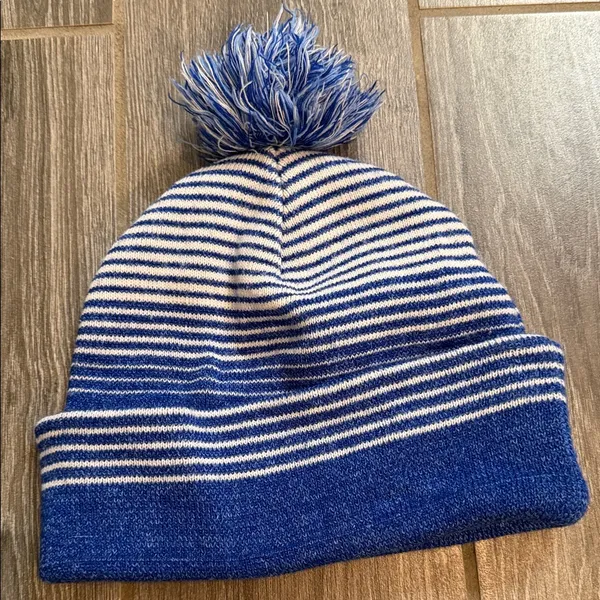 GOAT royal blue Striped Pom-Pom Beanie unisex - Image 3