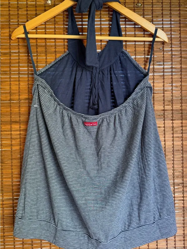 Vintage Hard Tail Forever Striped Halter Babydoll Tank Top Y2K Medium - Image 6
