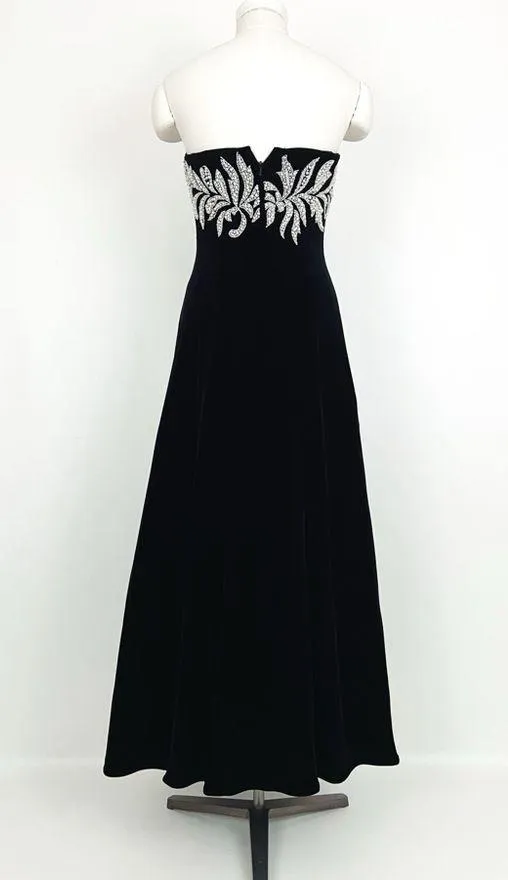 Vintage Y2K Beaded Embellishment Strapless Gown in Black | Size 4 - Image 4