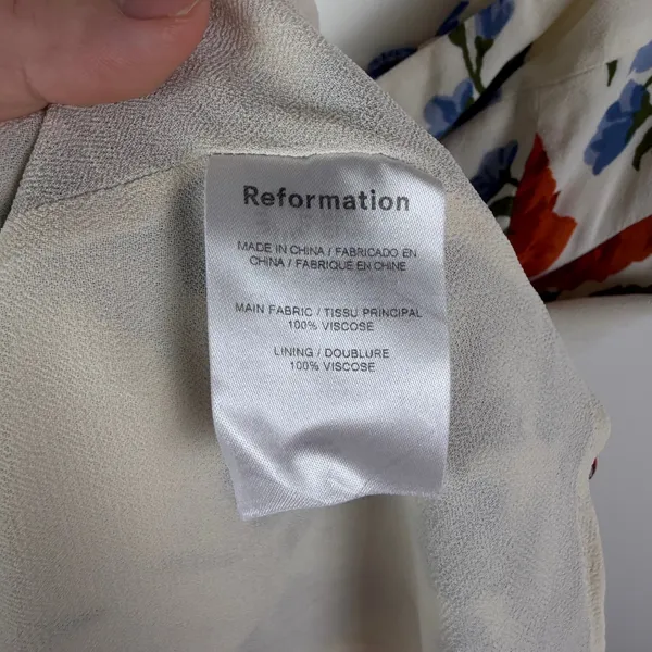 Reformation Niara Floral Print Crepe Mini Dress Size 8 Cottage Romantic Coquette - Image 8
