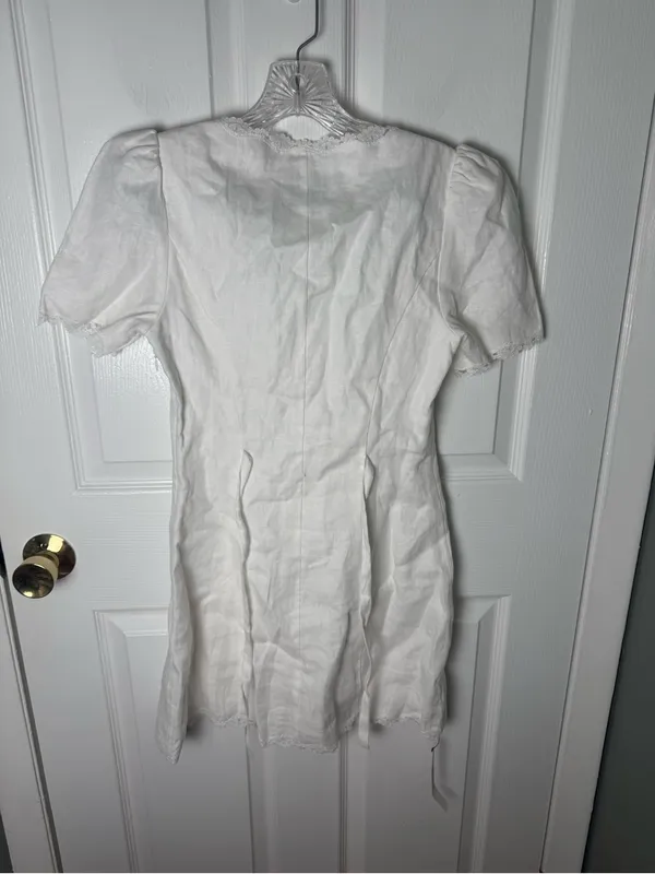 Reformation Anabella Linen Mini Dress in White 2 - Image 5