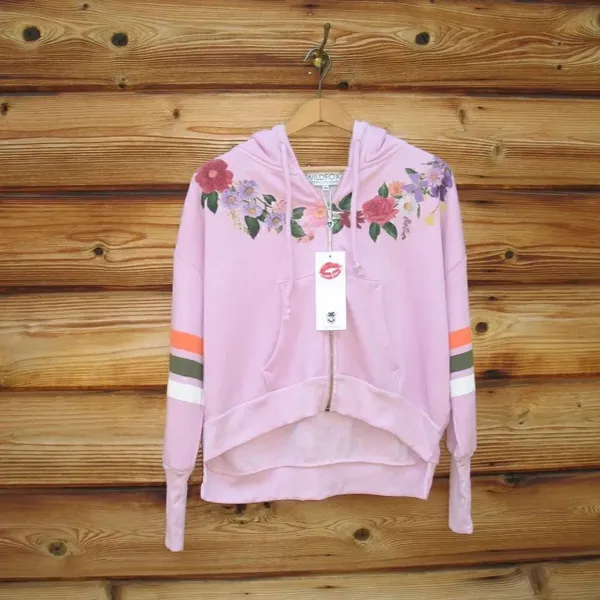 NWT Wildfox Theo Rose Stripe Hoodie Jacket - Image 2