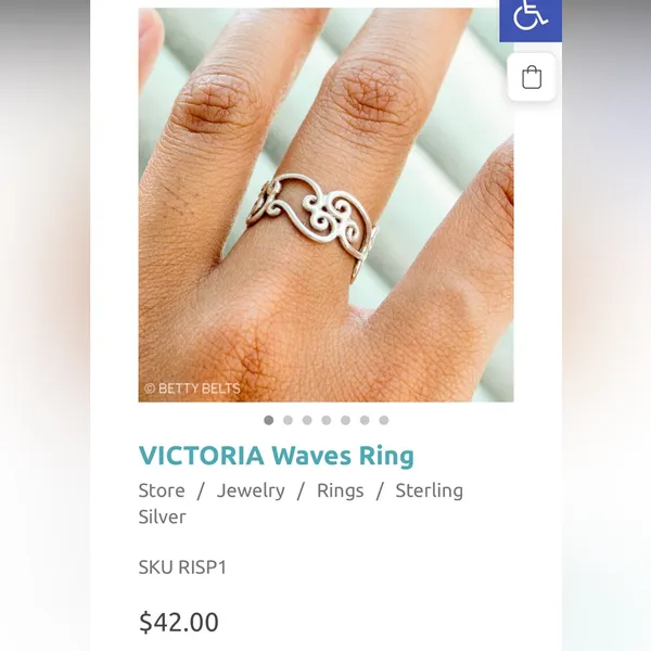 Waves Sterling Silver Ring Size 8 - Image 3