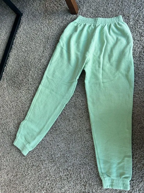 Green ribbed Fleece High Waist Jogger - Image 9