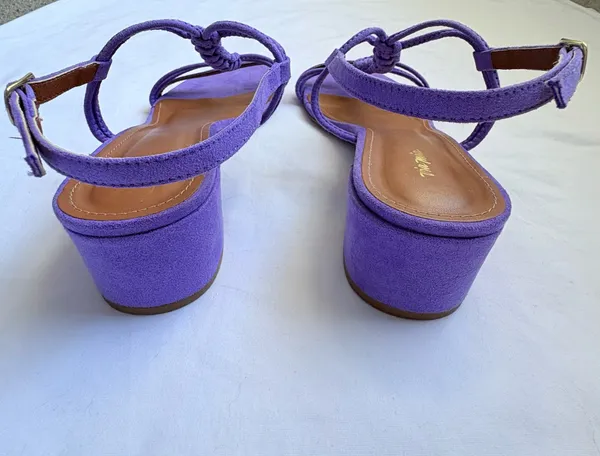 Via Mia Purple Suede Braided Strappy Block Heel Sandals - Image 5