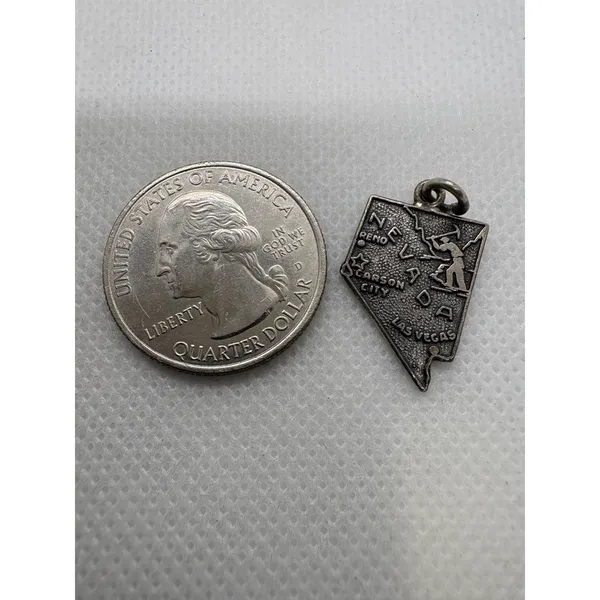 Vintage Sterling Silver Nevada State Map Charm Prospector Las Vegas Reno 2.18g - Image 5