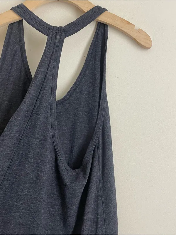 Lululemon Om Racerback Tank Heathered Black Grey Long Loose Yoga Top - Image 8