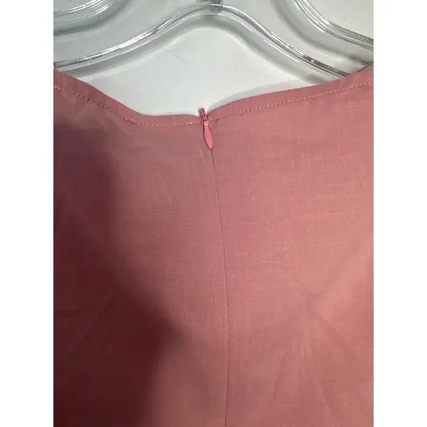 OGL Women Pink Lyocell Linen Blend Boatneck Waist Defined Asymmetric Top M - Image 5