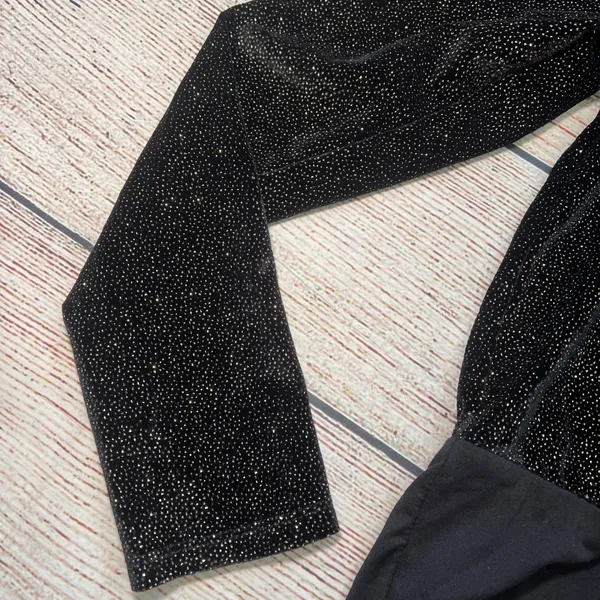 Altar'd State Black Gold Glitter Bodysuit Womens Medium‎ Long Sleeve Party Top - Image 4