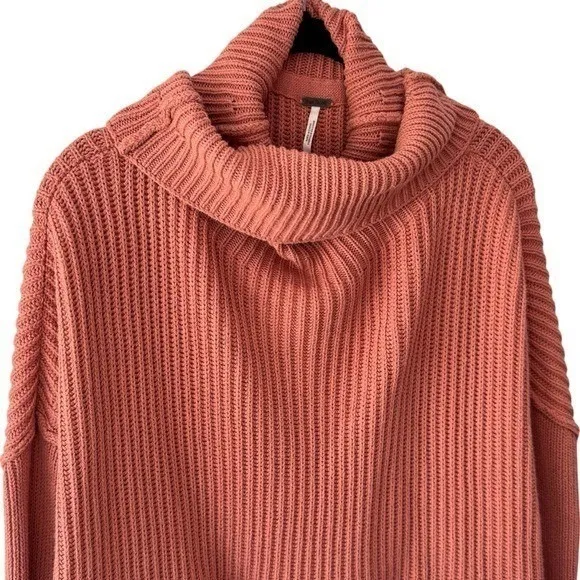 Free People Knit Cozy Pink Turtleneck Sweater Ruffle Cottagecore Feminine S - Image 4