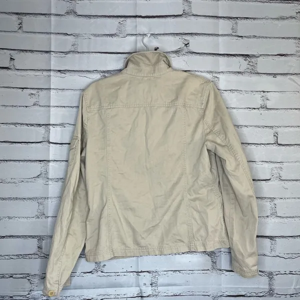 Jones New York Tan Utility Button-Up Collared Jacket Tailored SZ 12 Cargo Field - Image 9