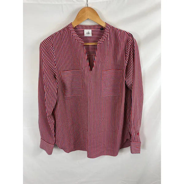 CAbi #5335 Franklin Red Striped Popover Blouse size small - Image 3