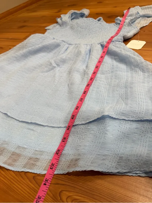 Altar’d State Light Blue Ruffle Sleeve Smocked Tiered Mini Dress Medium NWT - Image 8