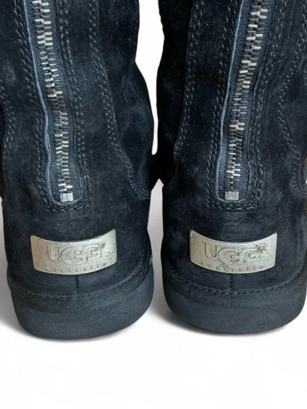 UGG Knightsbridge Leather Tall Boot Back Zip Shearling Lined Women 7M Black - Image 6