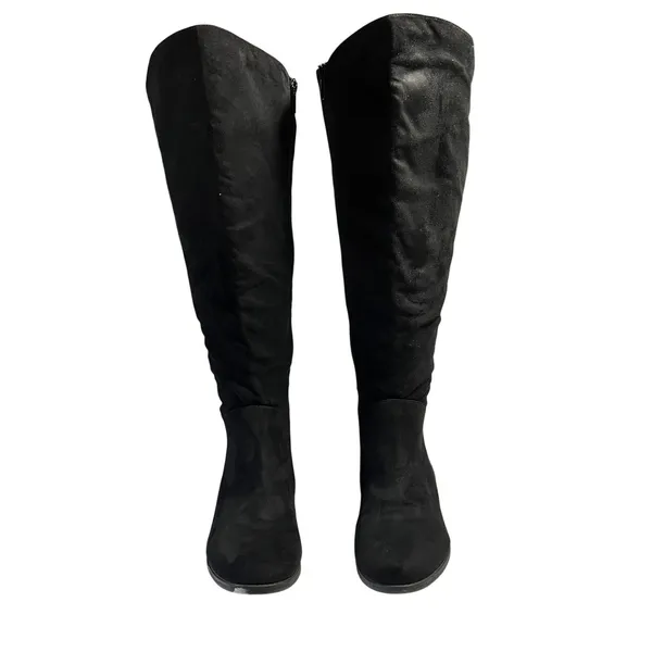 Lane Bryant OTK Suede Flat Boots Size 8W Over the Knee Wide Calf Preppy Classic - Image 2