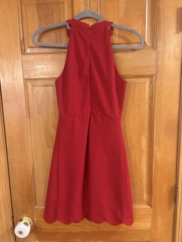 Lulus Size Extra Small (XS) Sleeveless Scalloped Hem Fit & Flare Dress - Image 3