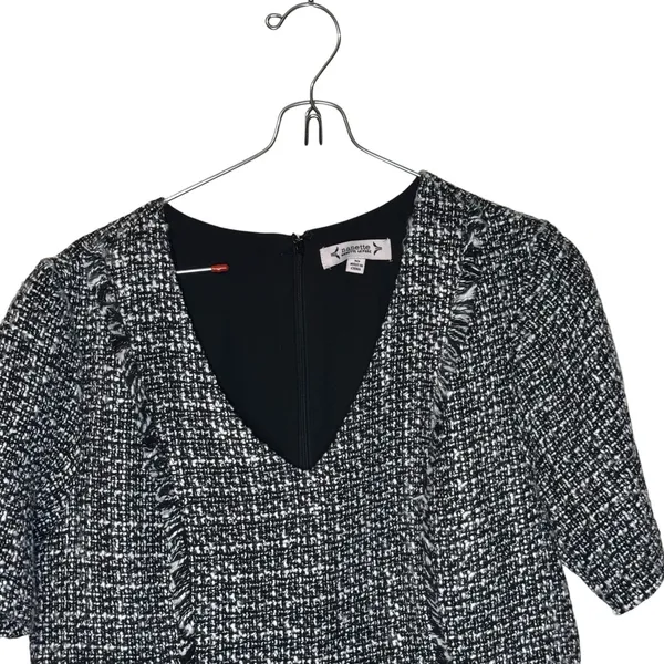 Nanette‎ Lepore Women's Dress Tweed Fringe Sheath Knee Length Black White 10 NWT - Image 2