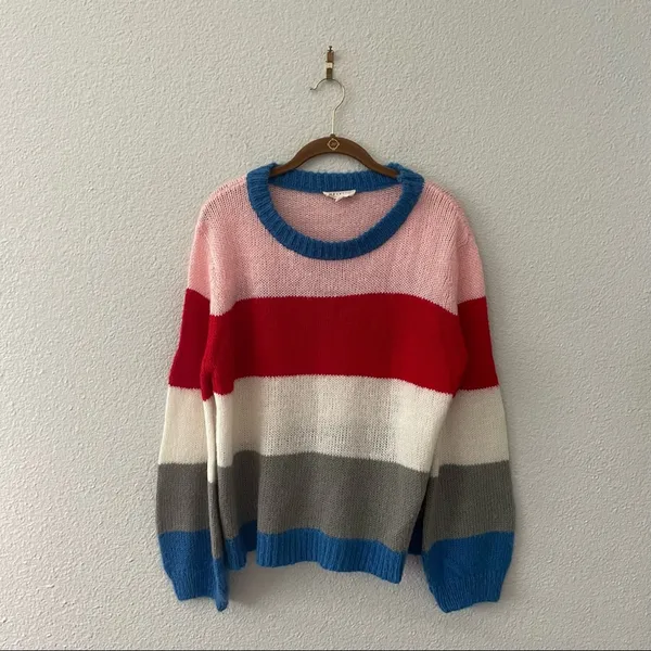 Prómesa Red Pink Stripe Sweater by Blue White Size s/m - Image 2