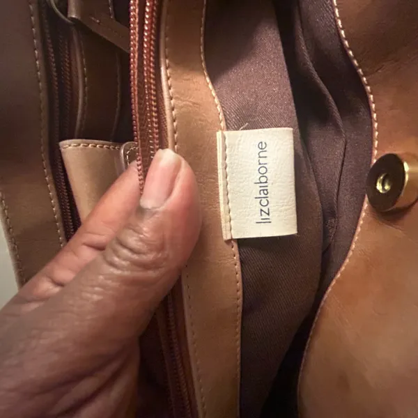 Elegant Vintage Liz Claiborne Brown Leather Tote Bag - Image 6