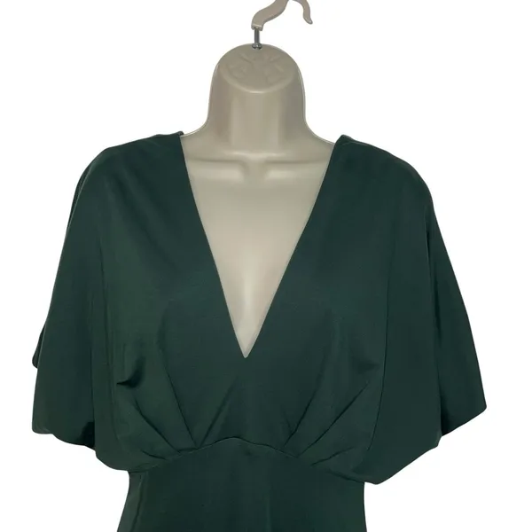 NWT Banana Republic Soraya Butterfly Sleeve Midi Dress Hunter Green Size 8 Vneck - Image 3