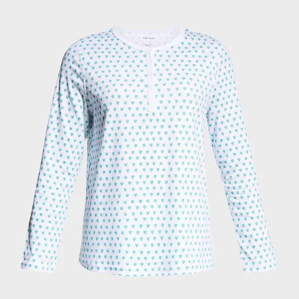 Roller Rabbit pajamas mint hearts print henley top long sleeve pima cotton - Image 7