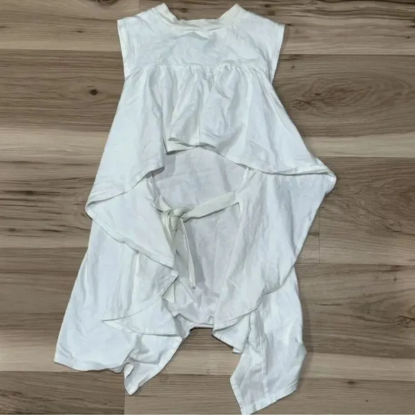 Anthropologie Kimchi Blue White Tie Back Ruffle Tank Top Women’s Small - Image 4