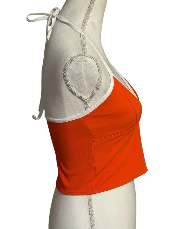 Wilo The Label Orange/White Contrast Tankini Swim 2pc Set NWT - Image 4