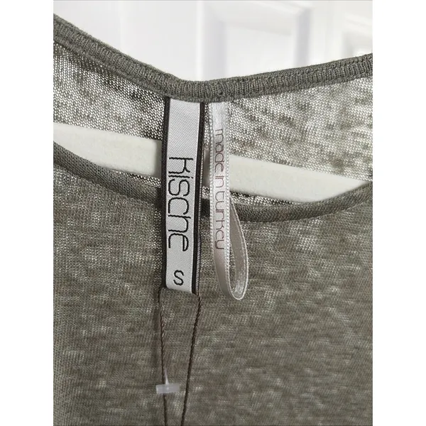 Kische Tee Womens Size S Olive Green Linen Blend Slub Knit Short Sleeve NEW - Image 2