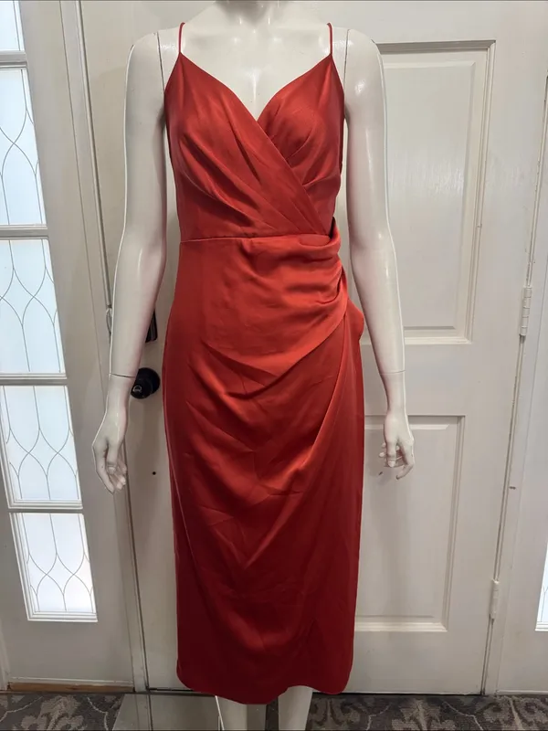 Jay Godfrey Prime Asymmetric Spaghetti Strap Satin Wrap Dress | Size 4 - Image 2