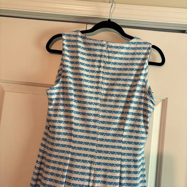 J. McLaughlin Blue And White Pattern Stripe Tank Dress Size‎ Medium - Image 4