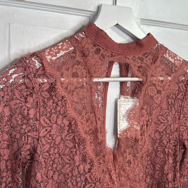 Free People Tell Tale Cutout Lace Tunic Dress NEW in Rosey Coral W1196 Sz XS - Image 8