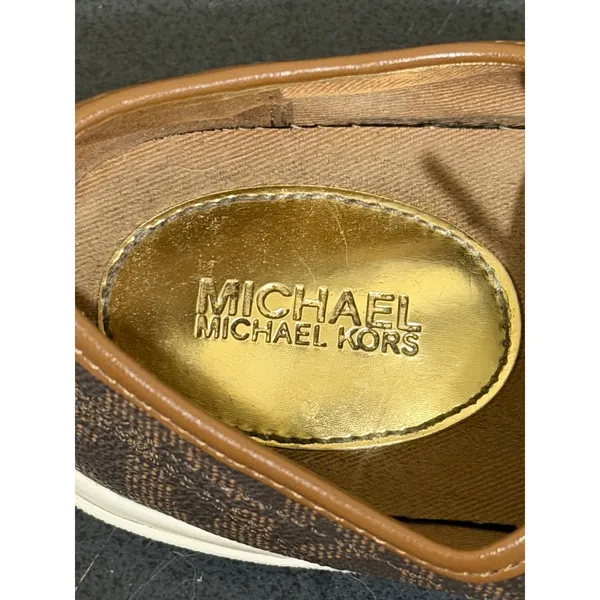 Michael Kors‎ Signature Logo Canvas Lace Up Sneakers Brown Women's Size 6M - Image 5