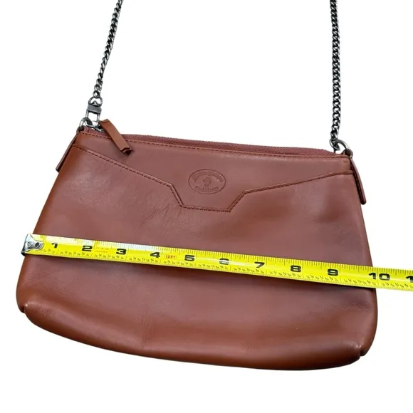Brooks‎ Brothers Chain Strap Shoulder Bag Brown Caramel Leather Minimalist - Image 7