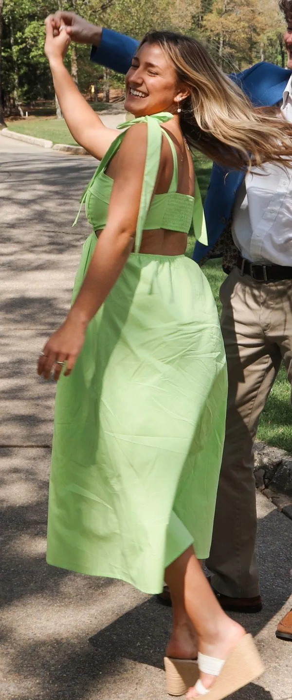 Green boutique cut out dress - Image 3