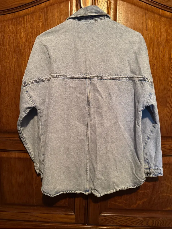 ZARA Oversized Light Wash Denim Jacket XS - Image 8