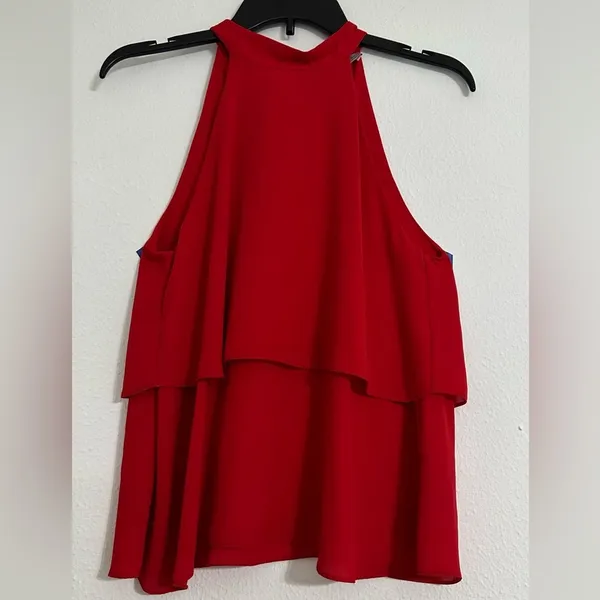 Zara TRF Collection Red Ruffle Sleeveless Halter Top Tied on Back in Size XS - Image 2