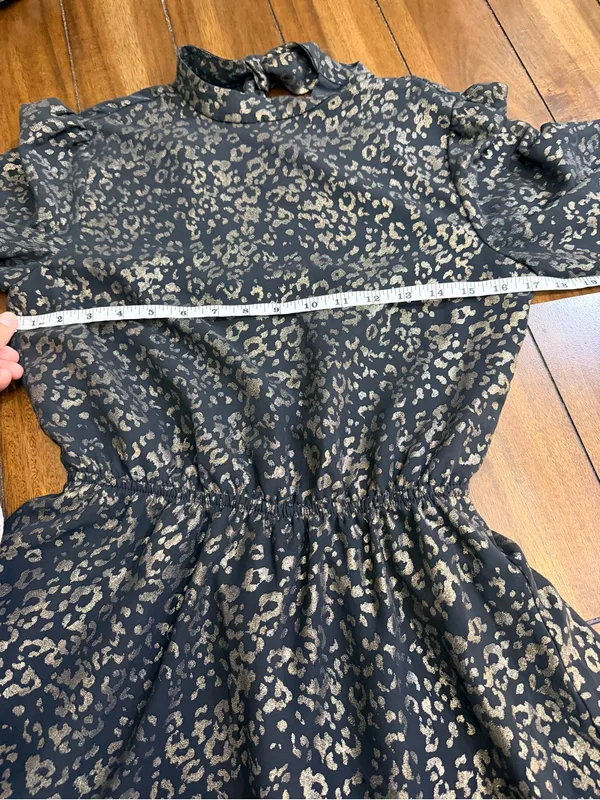 Cupcakes and Cashmere Metallic Leopard Dress XS Open Back Bow Tie Party - Image 6