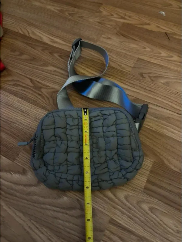 Gray Quilted Puffer Belt Bag - Image 2
