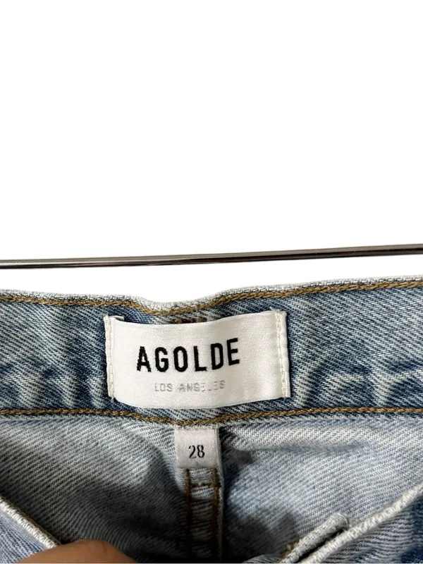 AGOLDE Cherie Straight High Rise Raw Hem Cotton Jeans - Image 7
