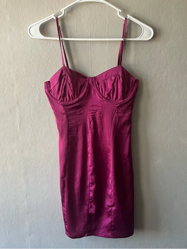 For Love & Lemons Isabella Bustier Hot Pink Fuchsia Mini Dress Size Small - Image 3
