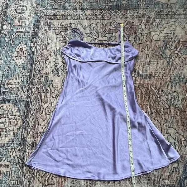 Hello Molly Famous Fit Lilac Lavender Satin Slip Mini Dress Size Medium - Image 10
