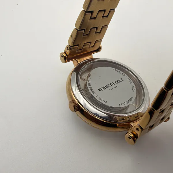 Elegant Kenneth Cole New York Gold-Tone Rhinestone Watch Working New Battery - Image 4