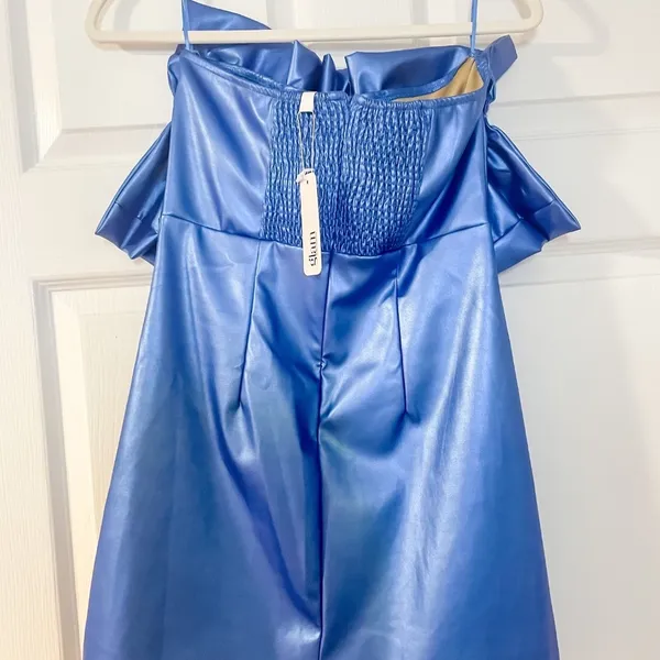 Glam Metallic Blue Ruffle Top Dress - Image 5
