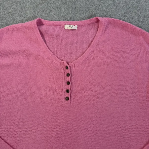 Easel Los Angeles Women's Medium Pink Henley V-Neck Long Sleeve Sweater Knit - Image 6