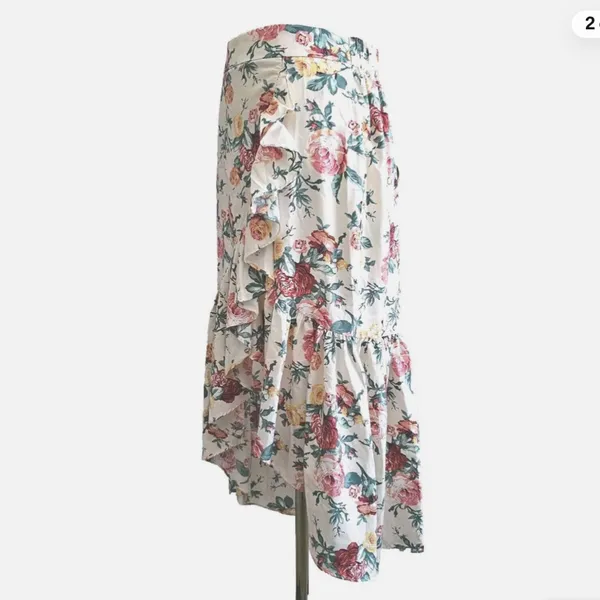 Milk & Honey, Asymmetrical Pink and Blue Wrap Maxi Skirt - Image 6