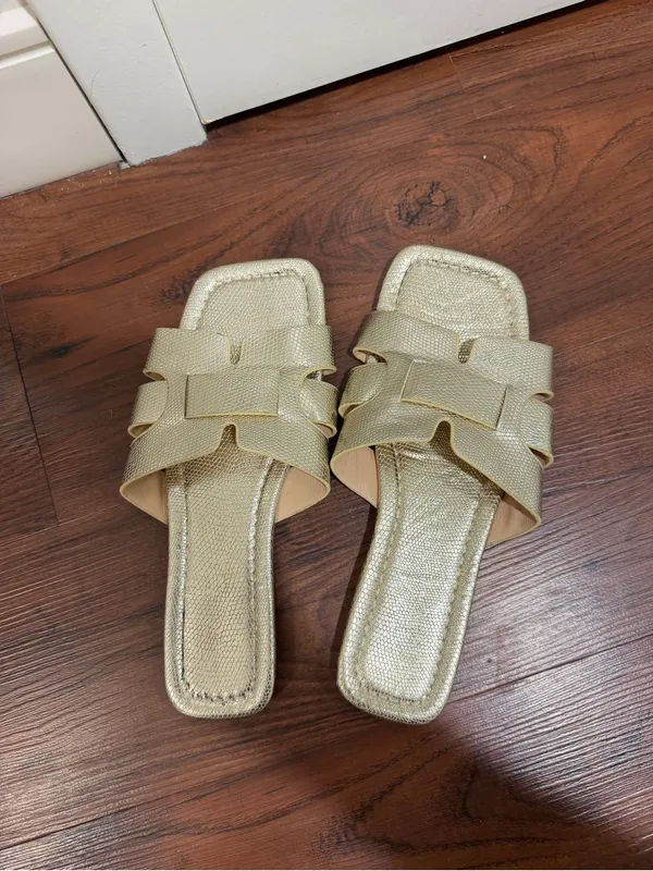 Gold flats sandals Size 7 - Image 2